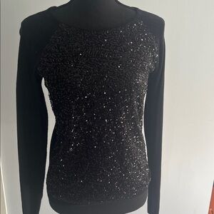 Elle Black Sequin Women's Crewneck Sweater S